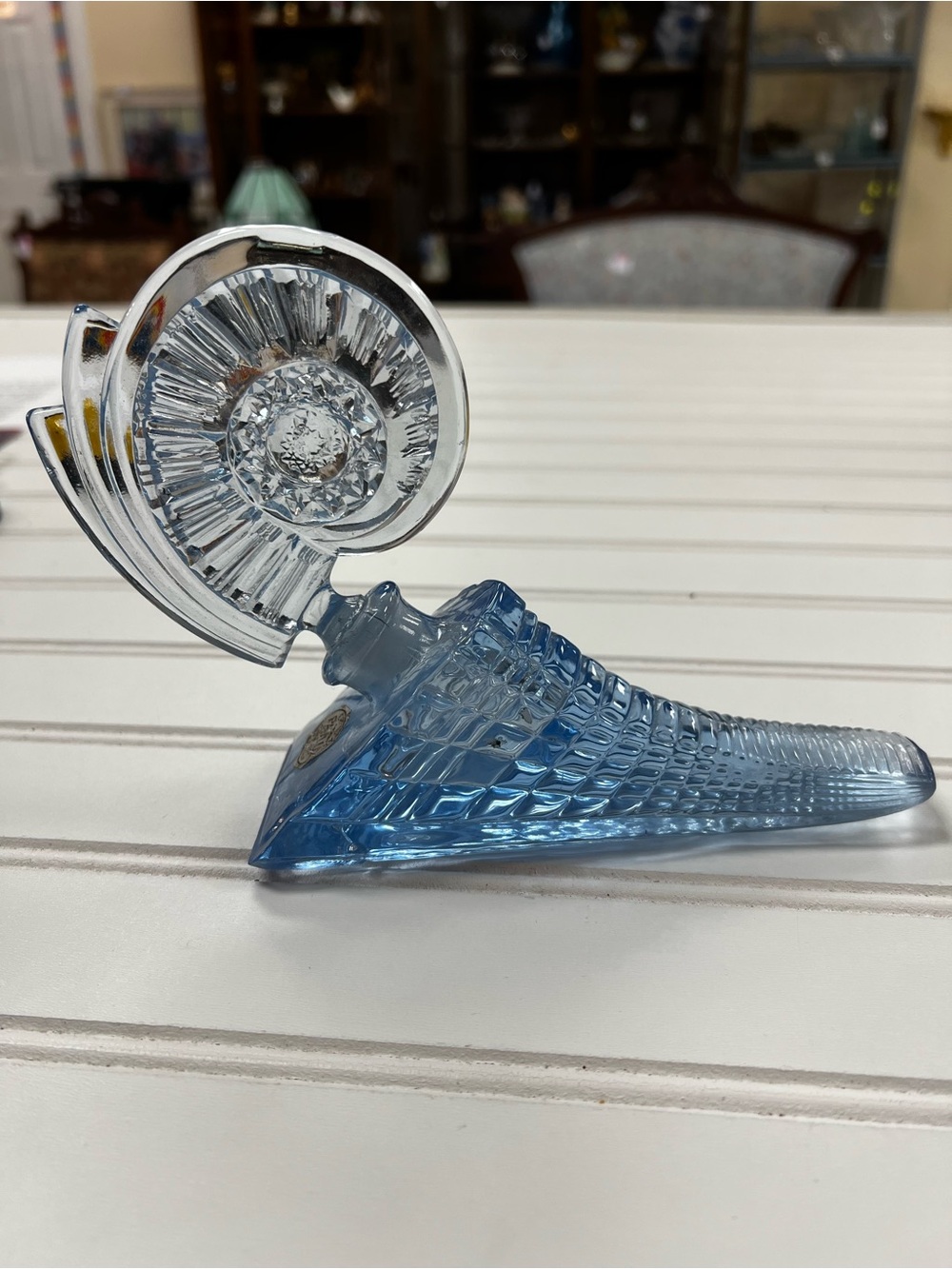 Vintage Art Deco Paulux France Art Glass Blue Perfume Bottle AS IS